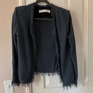 IRO Black Fringed Open Cardigan